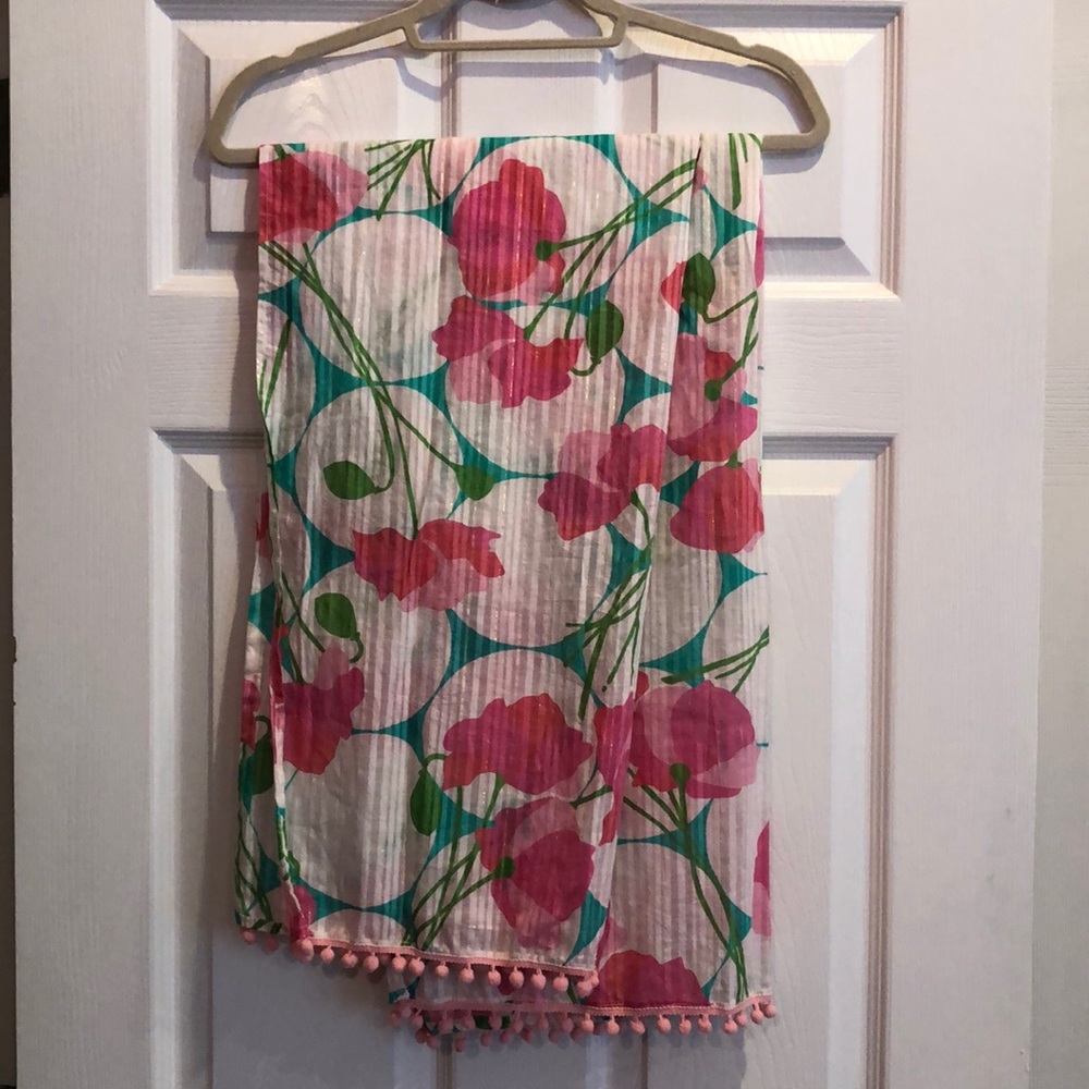 Lilly Pulitzer pom pom scarf